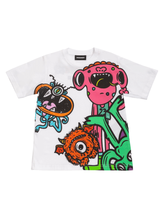 Dsquared2: All over print cotton jersey t-shirt - kids-girls_0 | Luisa Via Roma