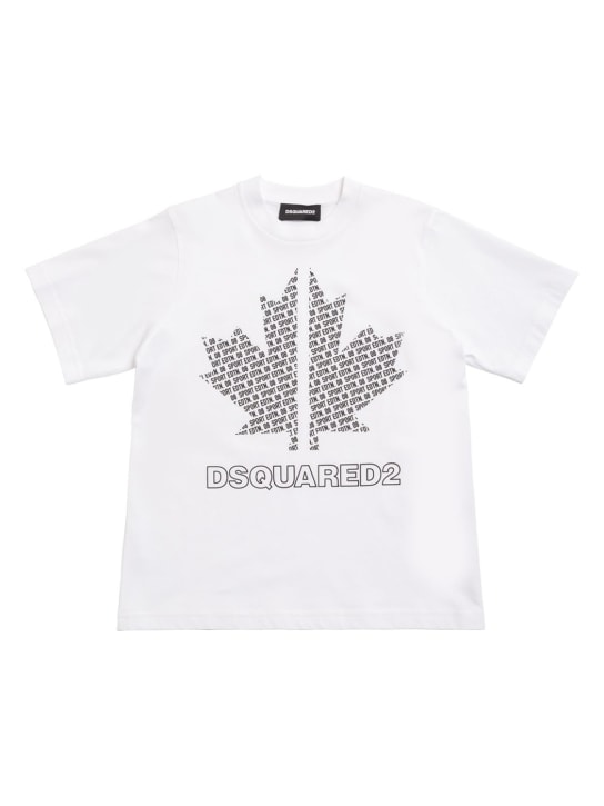 Dsquared2: Rubberized logo cotton jersey t-shirt - kids-girls_0 | Luisa Via Roma