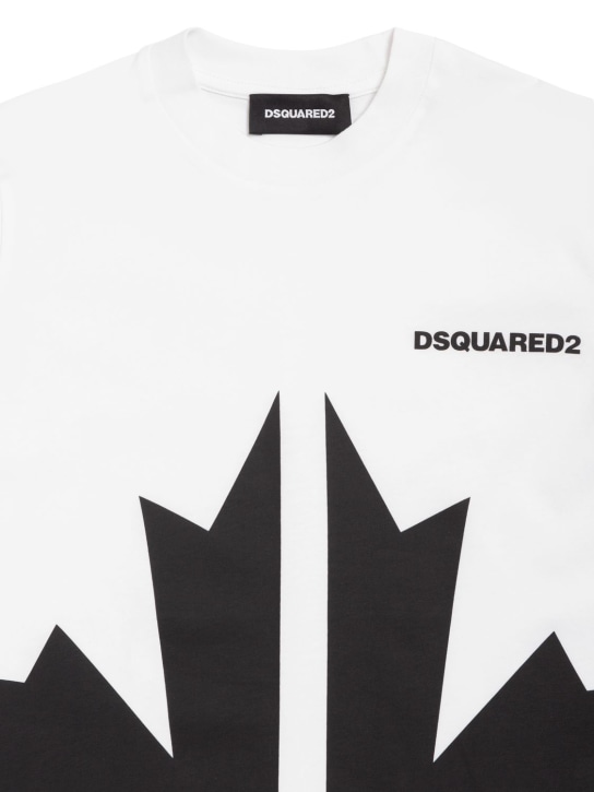 Dsquared2: 胶浆logo棉质平纹针织T恤 - kids-girls_1 | Luisa Via Roma