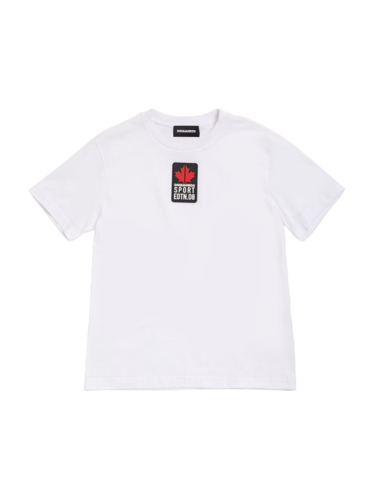 Dsquared2: Cotton jersey t-shirt w/logo - kids-girls_0 | Luisa Via Roma