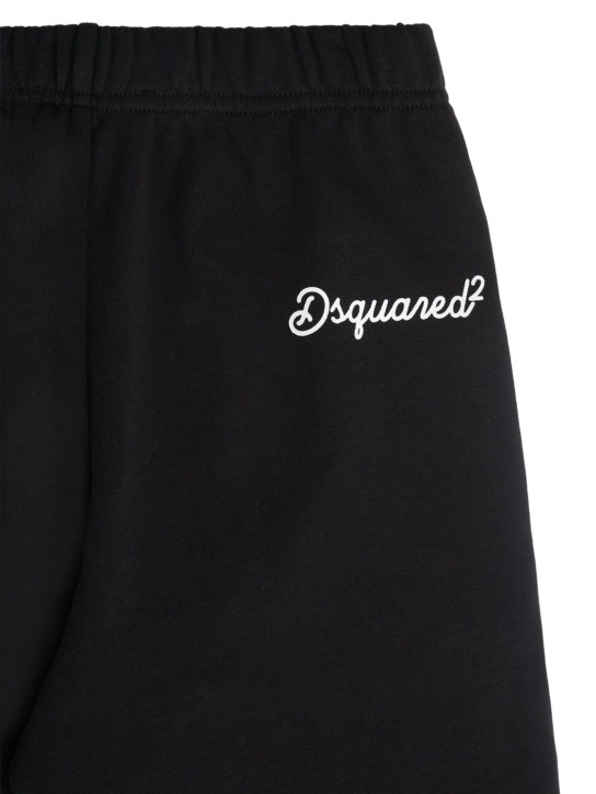 Dsquared2: Pantaloni in jersey di cotone con logo - Nero - kids-girls_1 | Luisa Via Roma