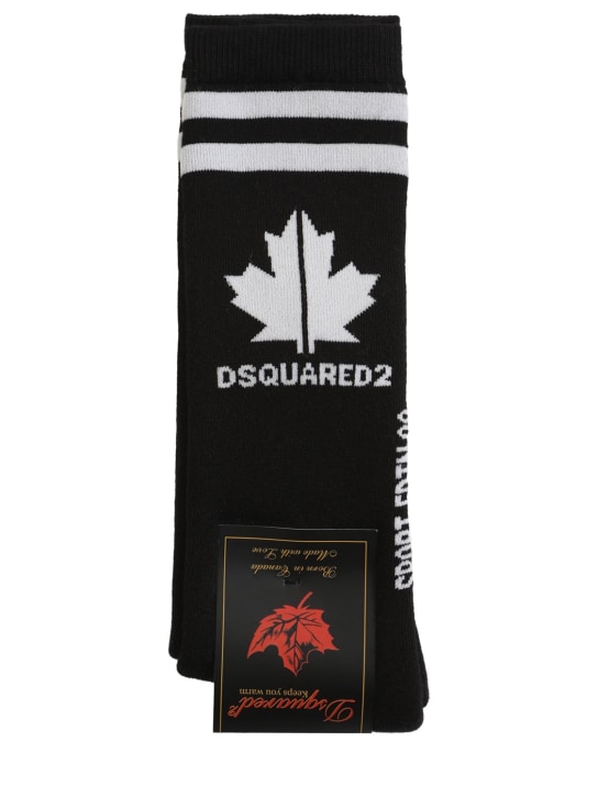 Dsquared2: Logo intarsia cotton blend knit socks - kids-girls_0 | Luisa Via Roma