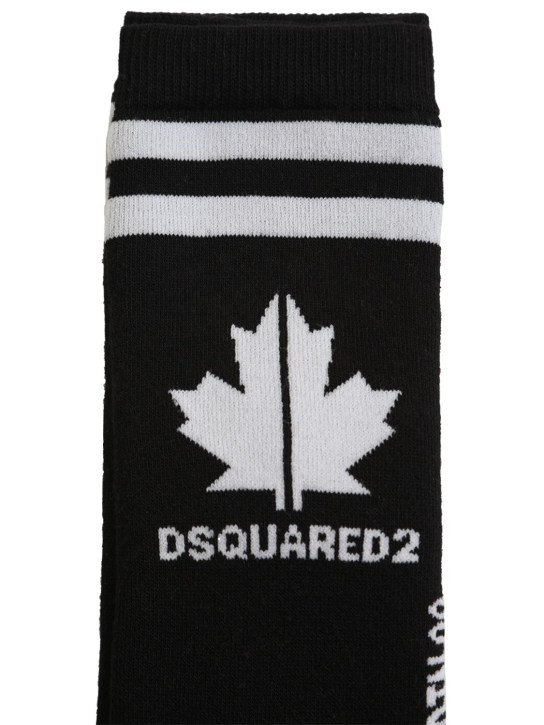 Dsquared2: Logo intarsia cotton blend knit socks - kids-girls_1 | Luisa Via Roma