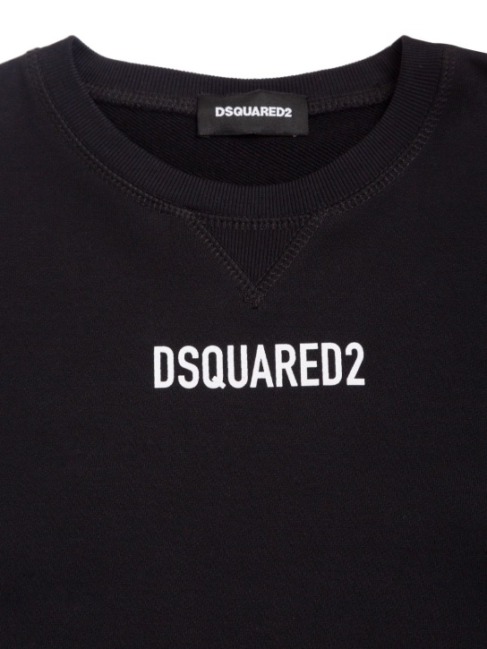 Dsquared2: Vestito in jersey di cotone con logo - Nero - kids-girls_1 | Luisa Via Roma
