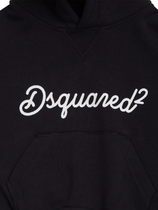 Dsquared2: Logo cotton jersey hoodie sweatshirt - Negro - kids-girls_1 | Luisa Via Roma