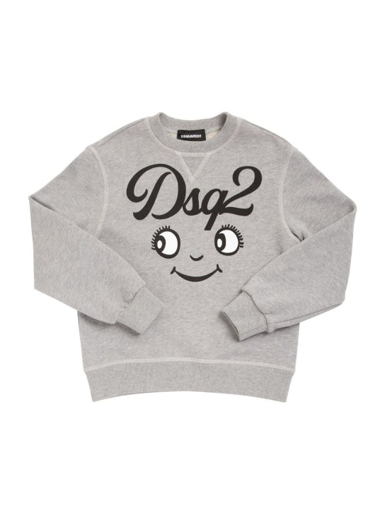 Dsquared2: Rubberized logo cotton jersey sweatshirt - Grey - kids-girls_0 | Luisa Via Roma