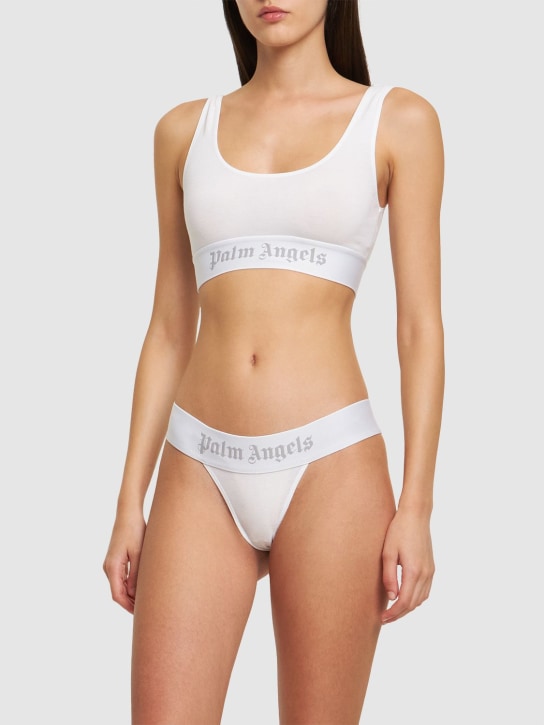 Palm Angels: Classic logo cotton bra - White - women_1 | Luisa Via Roma
