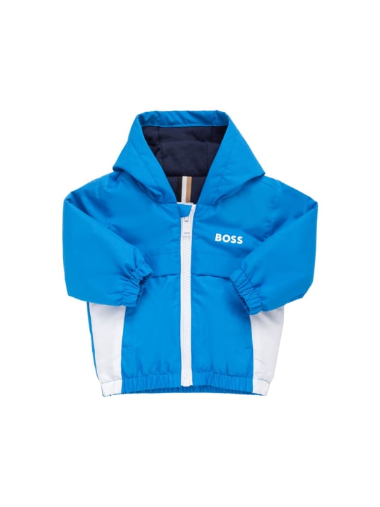 Boss: Magic print nylon windbreaker jacket - Königsblau - kids-boys_0 | Luisa Via Roma