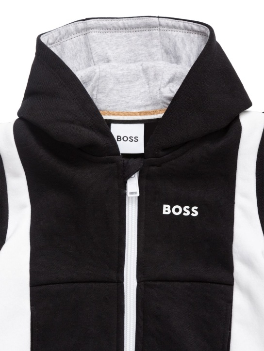 Boss: Cotton blend zip hoodie - Schwarz - kids-boys_1 | Luisa Via Roma