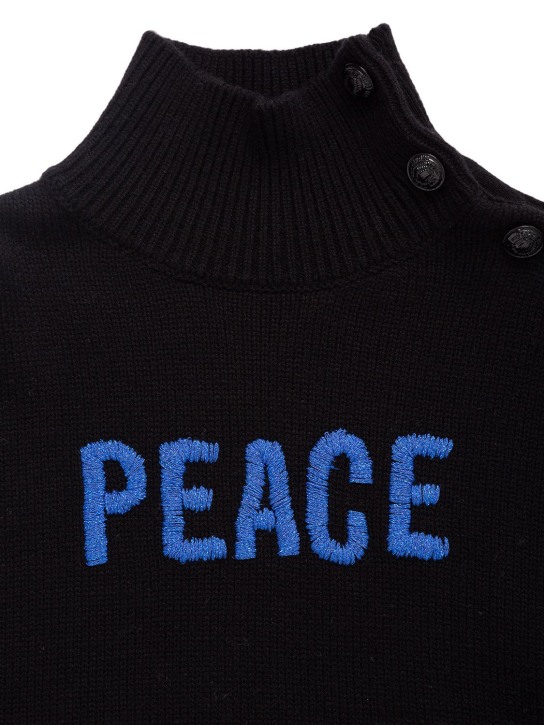 Zadig&Voltaire: Embroidered wool blend knit sweater - Negro - kids-girls_1 | Luisa Via Roma