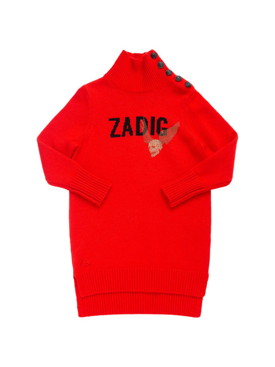 Zadig&Voltaire: Intarsia wool blend knit dress - Rot - kids-girls_0 | Luisa Via Roma
