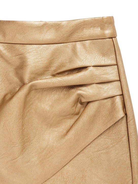 Zadig&Voltaire: Faux leather mini skirt - Altın Rengi - kids-girls_1 | Luisa Via Roma