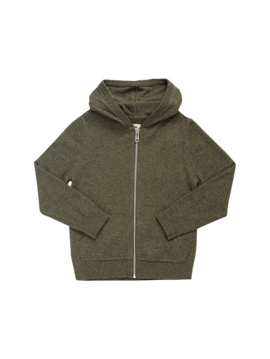 Zadig&Voltaire: Cardigan in maglia di misto lana jacquard - Verde Militare - kids-boys_1 | Luisa Via Roma