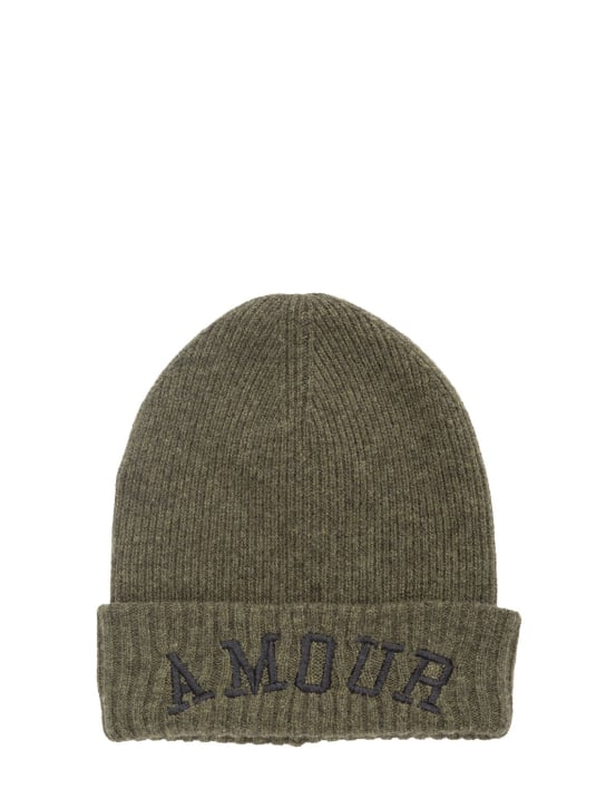 Zadig&Voltaire: Embroidered wool blend knit beanie - Military Green - kids-girls_0 | Luisa Via Roma