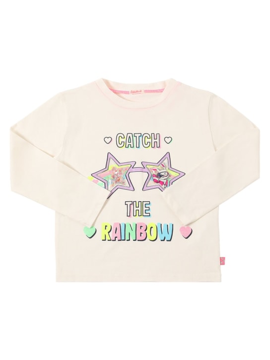 Billieblush: Camiseta de jersey de algodón estampada - Blanco - kids-girls_0 | Luisa Via Roma