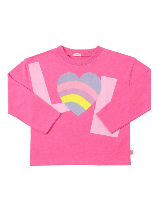 Billieblush: T-shirt in jersey di cotone con glitter - Fucsia - kids-girls_0 | Luisa Via Roma