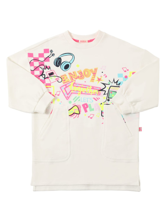 Billieblush: Glitter printed cotton sweatshirt dress - kids-girls_0 | Luisa Via Roma