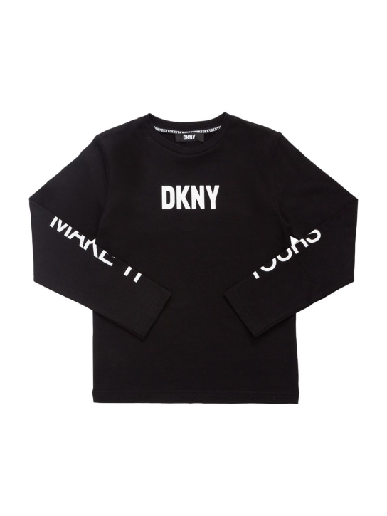 DKNY: コットンジャージーTシャツ - kids-girls_0 | Luisa Via Roma