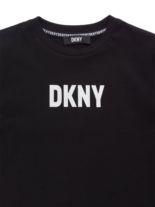 DKNY: T-shirt en jersey de coton à imprimé logo - kids-girls_1 | Luisa Via Roma