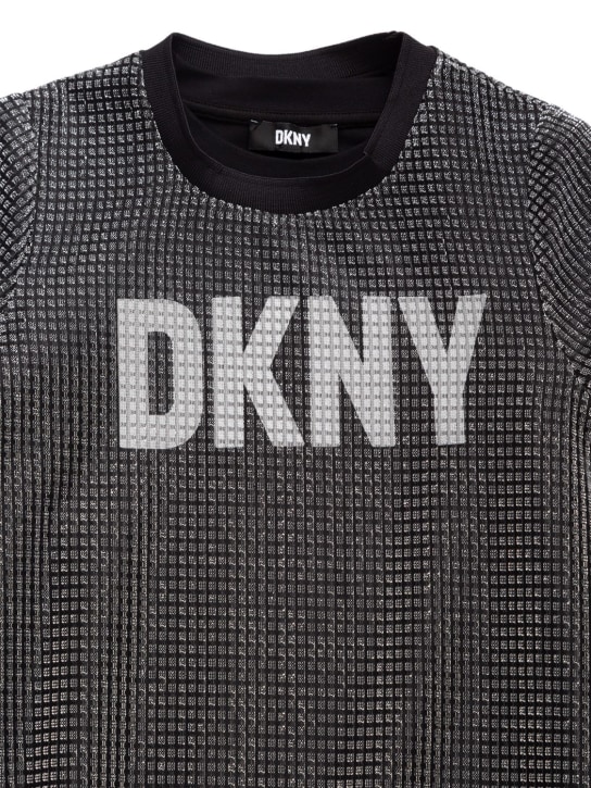 DKNY: 2 in 1 Lurex mesh & Milano jersey dress - Silber/Schwarz - kids-girls_1 | Luisa Via Roma