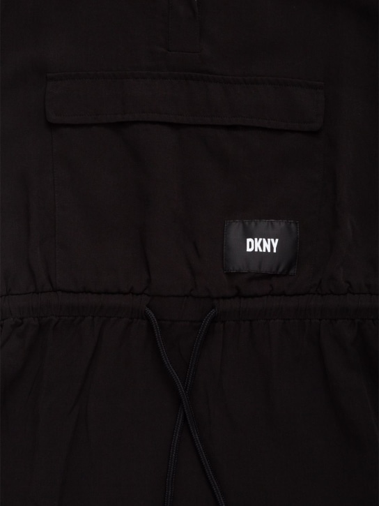 DKNY: 粘胶纤维长袖连帽连衣裙 - 黑色 - kids-girls_1 | Luisa Via Roma