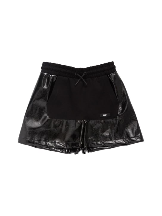 DKNY: Coated shorts - Siyah - kids-girls_0 | Luisa Via Roma
