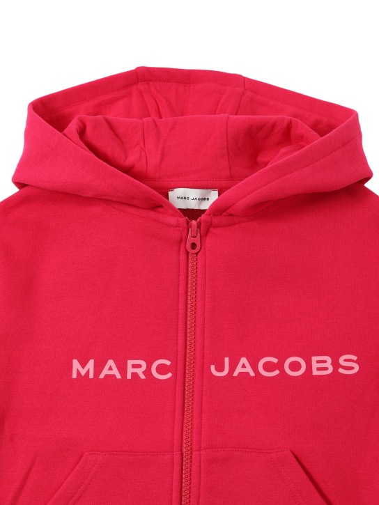Marc Jacobs: Cotton jersey zip-up hoodie w/logo - Fuşya - kids-girls_1 | Luisa Via Roma