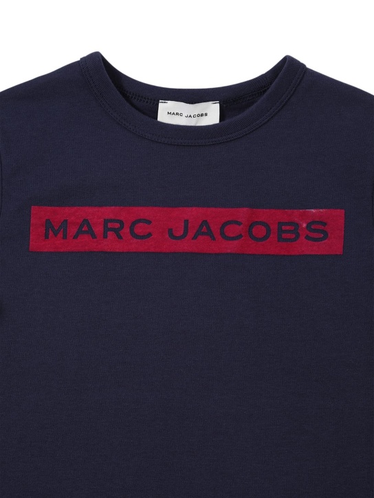 Marc Jacobs: Camiseta de jersey de algodón orgánico con logo - Azul - kids-girls_1 | Luisa Via Roma