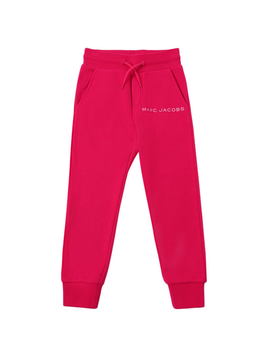 Marc Jacobs: Pantalones deportivos de algodón jersey con logo - Fucsia - kids-girls_0 | Luisa Via Roma
