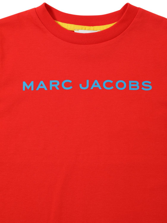 Marc Jacobs: T-shirt en coton imprimé logo - Rouge - kids-boys_1 | Luisa Via Roma