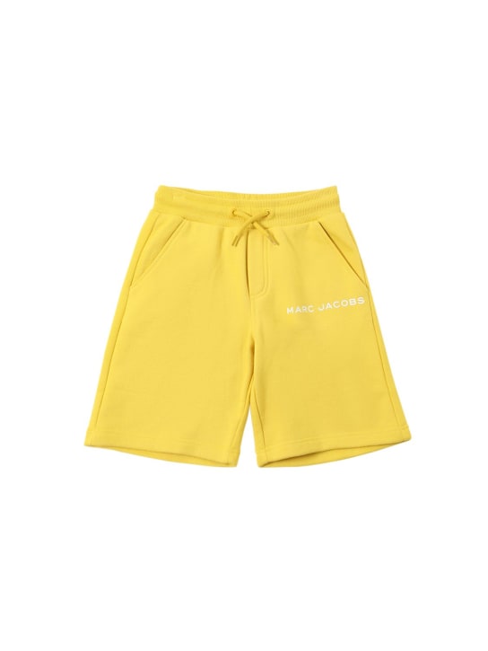 Marc Jacobs: Shorts in felpa di cotone con logo - Giallo - kids-boys_0 | Luisa Via Roma