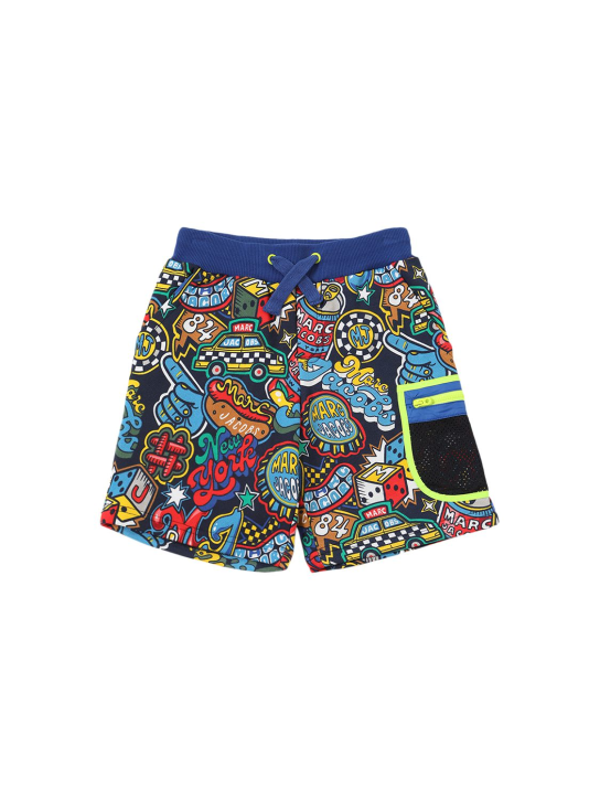 Marc Jacobs: Shorts in felpa di cotone con stampa - Multicolore - kids-boys_0 | Luisa Via Roma