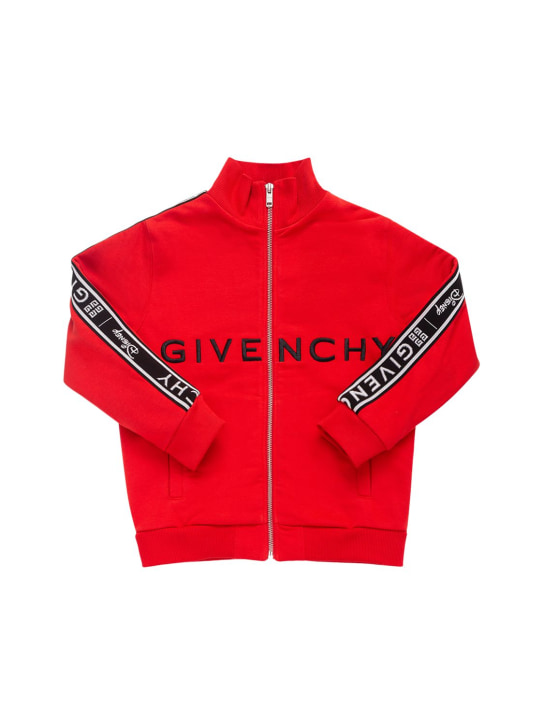 Givenchy: Felpa in cotone con zip - Rosso - kids-girls_1 | Luisa Via Roma