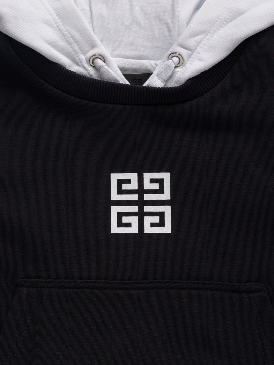 Givenchy: Sweat-shirt en coton à capuche - Noir/Blanc - kids-boys_1 | Luisa Via Roma