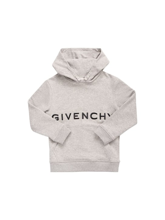 Givenchy: Sweat-shirt en coton imprimé à capuche Disney - Gris - kids-boys_1 | Luisa Via Roma