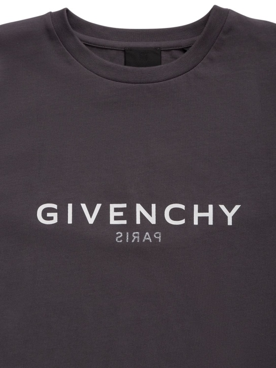Givenchy: Logo印花平纹针织长袖T恤 - kids-girls_1 | Luisa Via Roma
