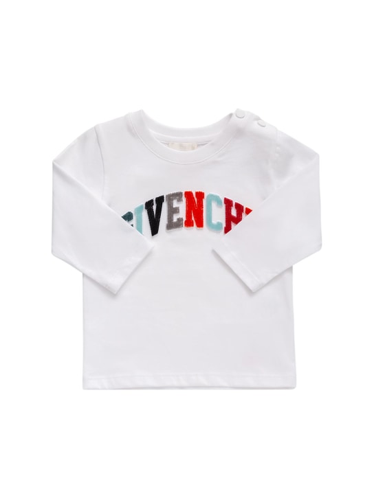 Givenchy: Logo patch organic cotton t-shirt - Weiß - kids-girls_0 | Luisa Via Roma