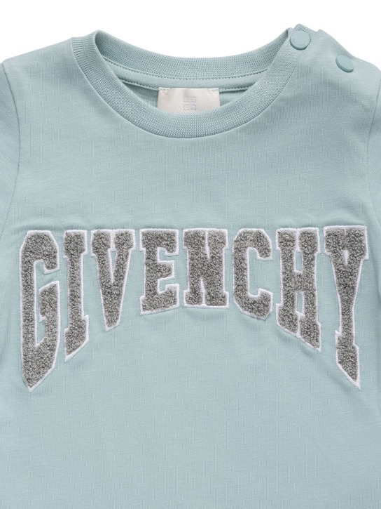 Givenchy: Camiseta de algodón orgánico con logo - Verde Claro - kids-boys_1 | Luisa Via Roma