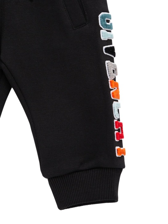 Givenchy: Pantalon de jogging en coton avec patch logo - Noir - kids-boys_1 | Luisa Via Roma