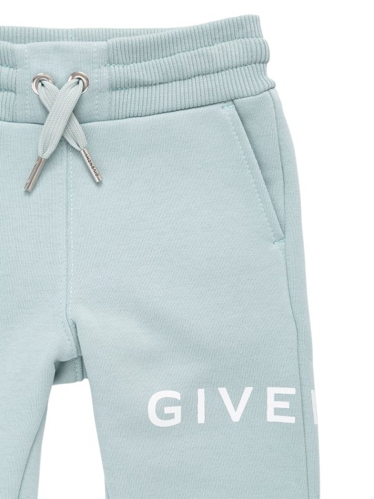 Givenchy: Pantalon de survêtement en coton à imprimé logo - Vert Clair - kids-girls_1 | Luisa Via Roma