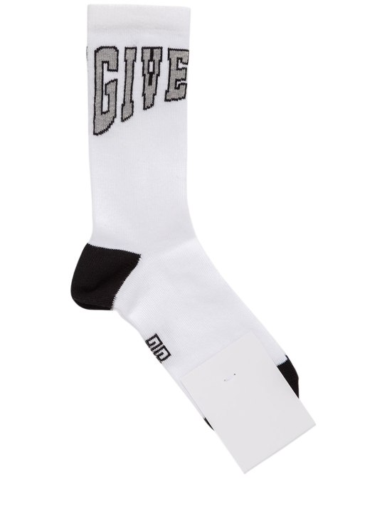 Givenchy: Logo intarsia cotton blend socks - White - kids-boys_0 | Luisa Via Roma
