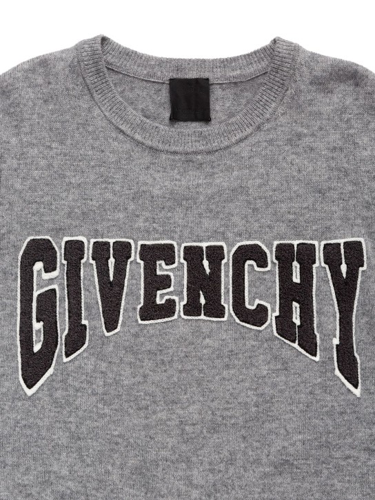 Givenchy: Wool & cashmere blend knit sweater - Grey - kids-boys_1 | Luisa Via Roma