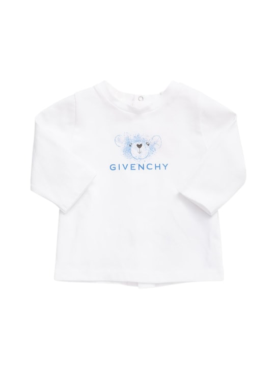 Givenchy: Cotton jersey t-shirt, pants & bib - Weiß/Hellblau - kids-boys_1 | Luisa Via Roma