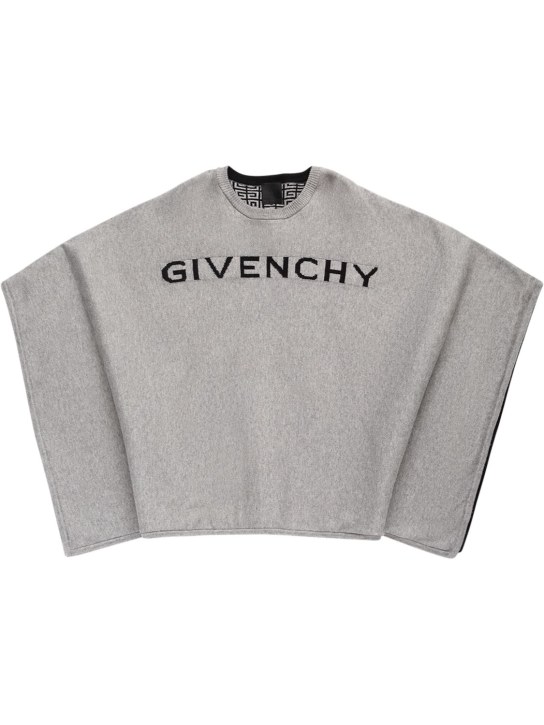 Givenchy: Wool & cashmere cape - Grey - kids-girls_0 | Luisa Via Roma