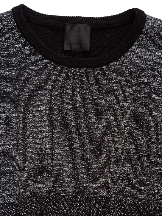 Givenchy: Lurex knit cropped top - Siyah/Gümüş - kids-girls_1 | Luisa Via Roma