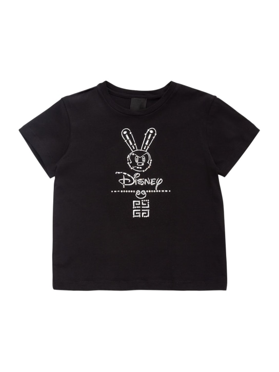 Givenchy: T-shirt en jersey de coton embelli Disney - Noir - kids-girls_0 | Luisa Via Roma