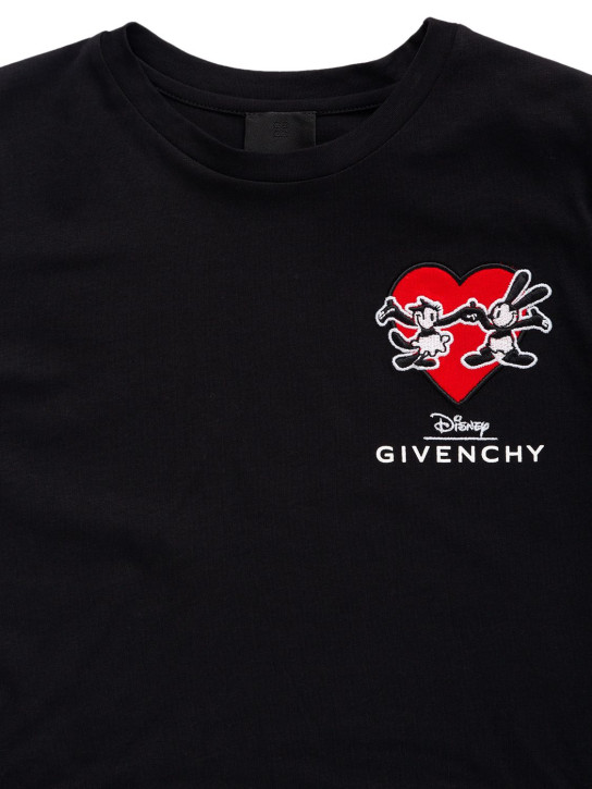 Givenchy: Camiseta de jersey de algodón con logo - Negro - kids-girls_1 | Luisa Via Roma