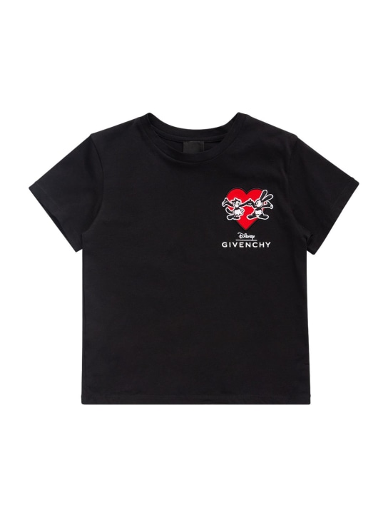 Givenchy: Camiseta de jersey de algodón con logo - Negro - kids-girls_0 | Luisa Via Roma