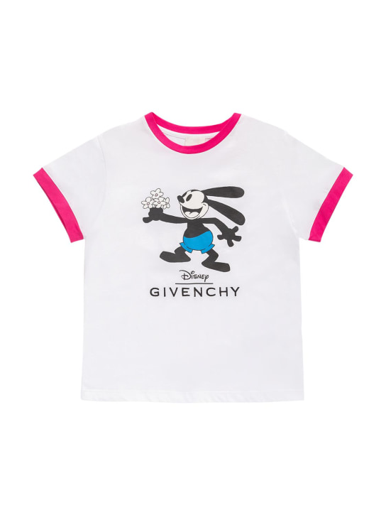 Givenchy: T-shirt in jersey di cotone stampato - Bianco - kids-girls_0 | Luisa Via Roma