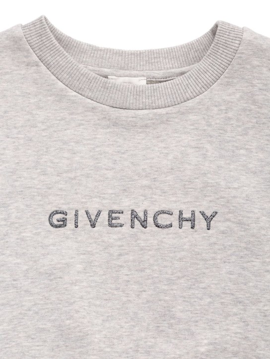 Givenchy: 자수 로고 코튼 스웻 셔츠 - 그레이 - kids-girls_1 | Luisa Via Roma